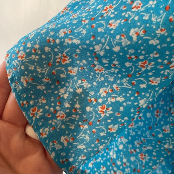 MITTOSHOP bright blue tunic v-neck blouse - Picture 5 of 11